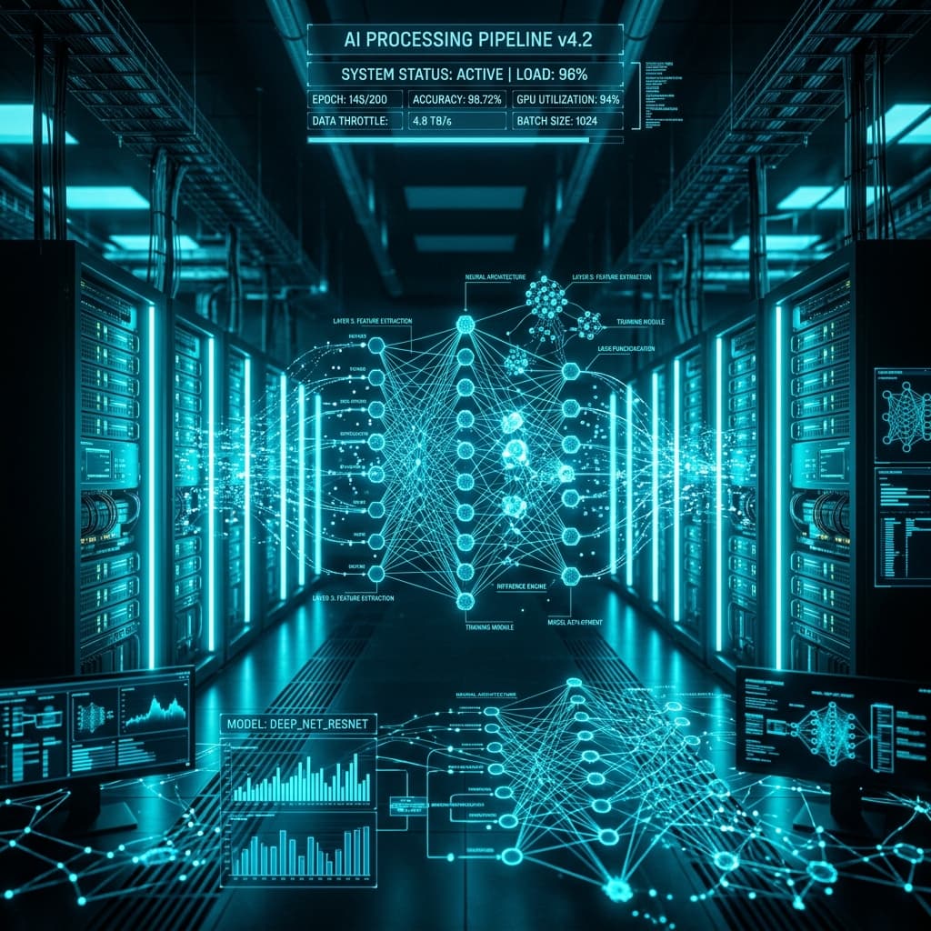 Futuristic AI processing pipeline